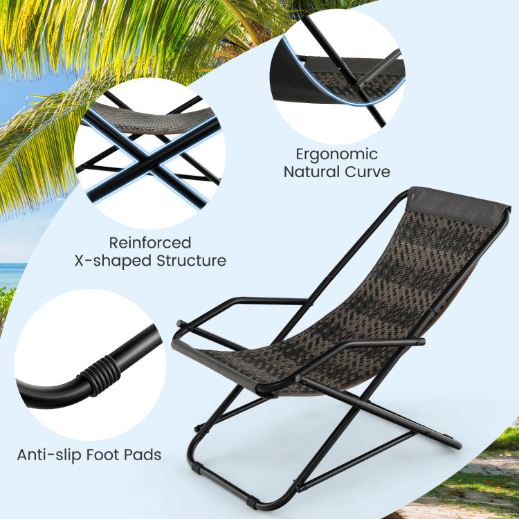Armrest Rocking Chair Outdoor Wicker Metal Frame