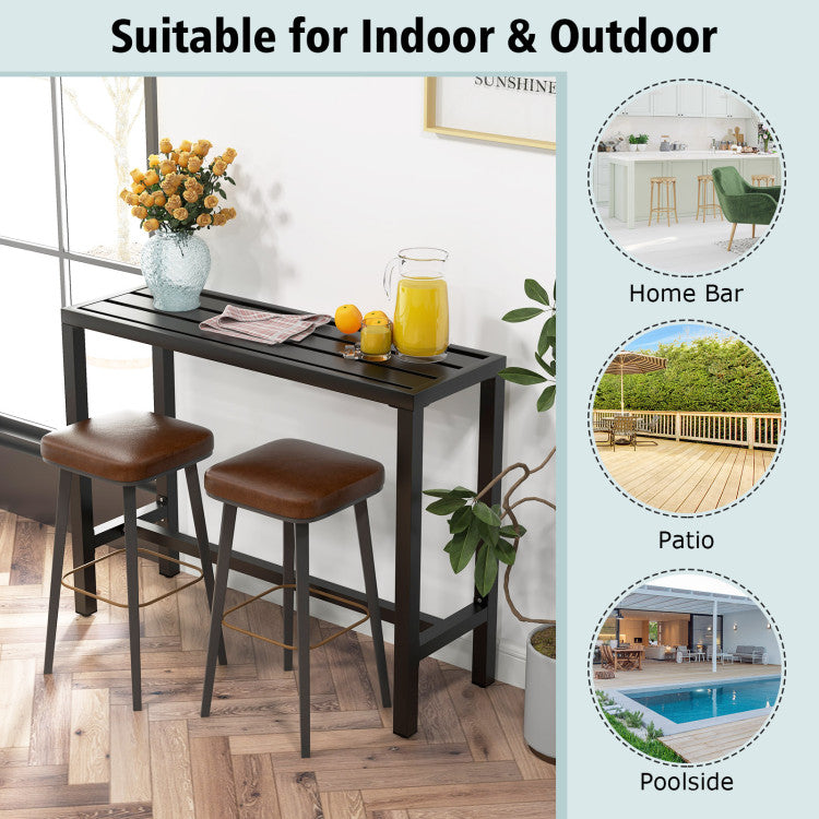 Metal Outdoor Bar Table 55 Inch Patio Waterproof Table