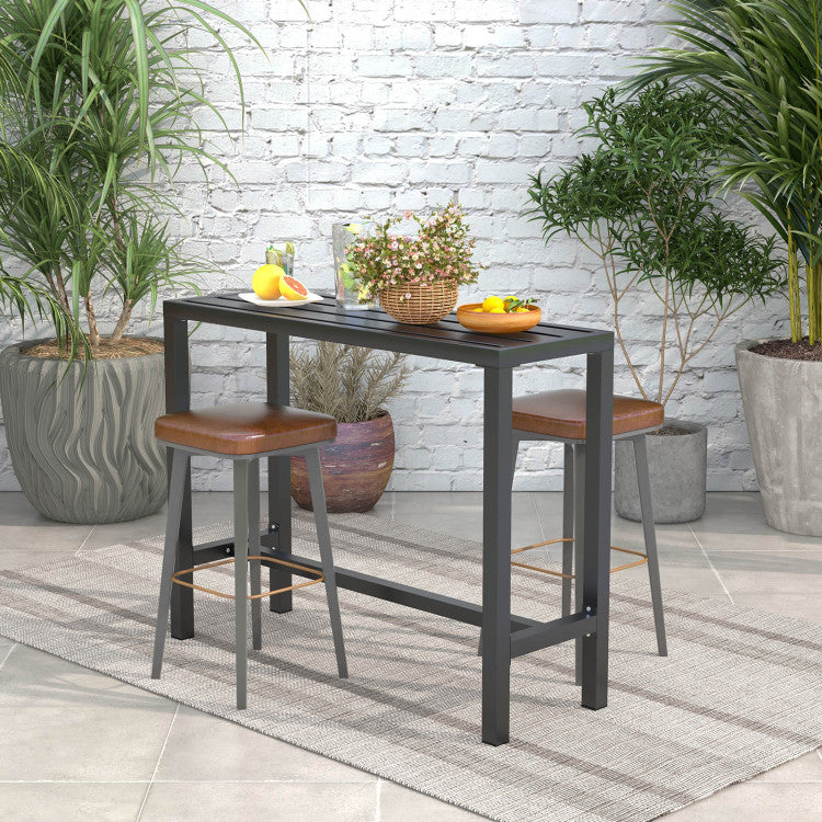 Metal Outdoor Bar Table 55 Inch Patio Waterproof Table