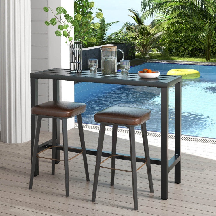 Metal Outdoor Bar Table 55 Inch Patio Waterproof Table