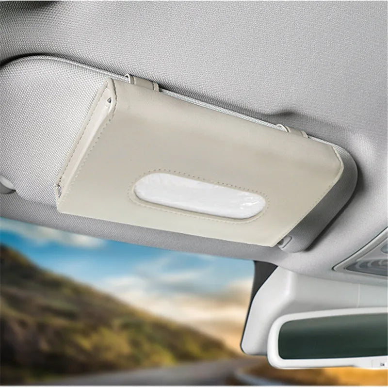 Paper Box Paper Towel Wrapped Sun Shield Car Carrying PU For Auto Interior Supplies, Beige