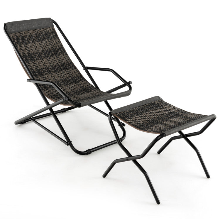 Patio PE Wicker Rocking Chair Metal Frame
