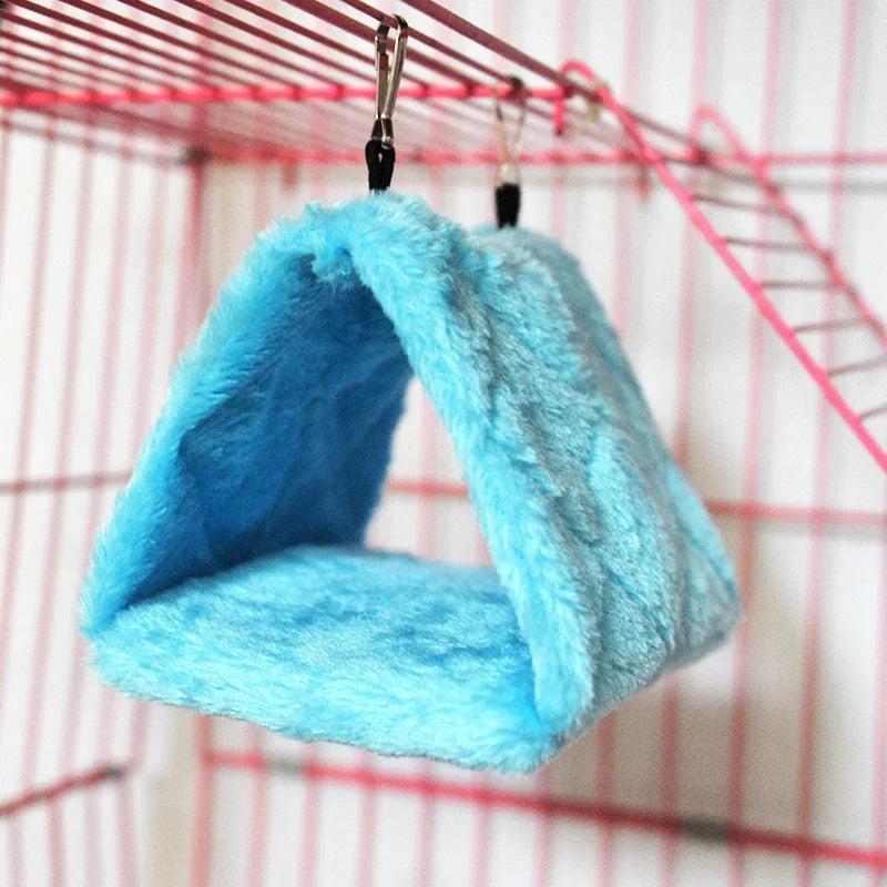 Pet Bird Parrot Cages Warm Hammock Hut Tent Fashion Bed Hanging Cave (Blue)