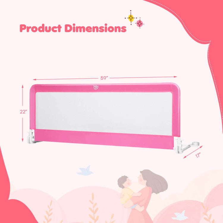 Folding 59&quot; Baby Bed Rail Guard with Safety Strap, Pink