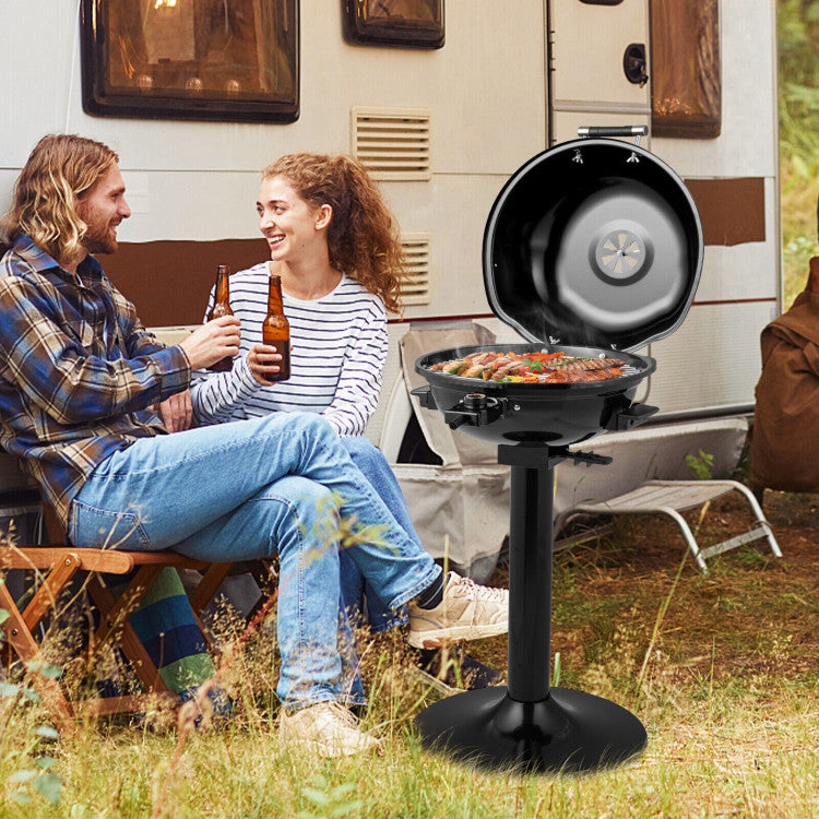 Portable Electric BBQ Grill 1600W with Removable Non-Stick Rack, Black