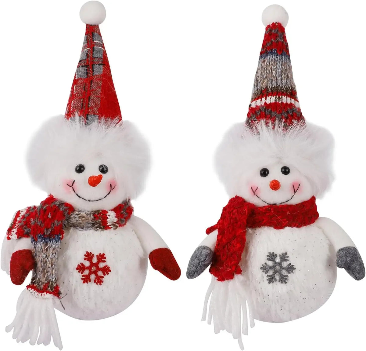 Set of 2 Light Up Snowman Figurines (10&quot;) – Battery Operated Plush Christmas Tabletop Decorations and Gifts