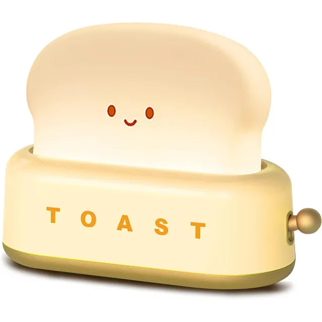 LED Night Light Toast Cartoon Lamp Home Decor with Timer Tiny Lamp, Yellow (USB Plug)