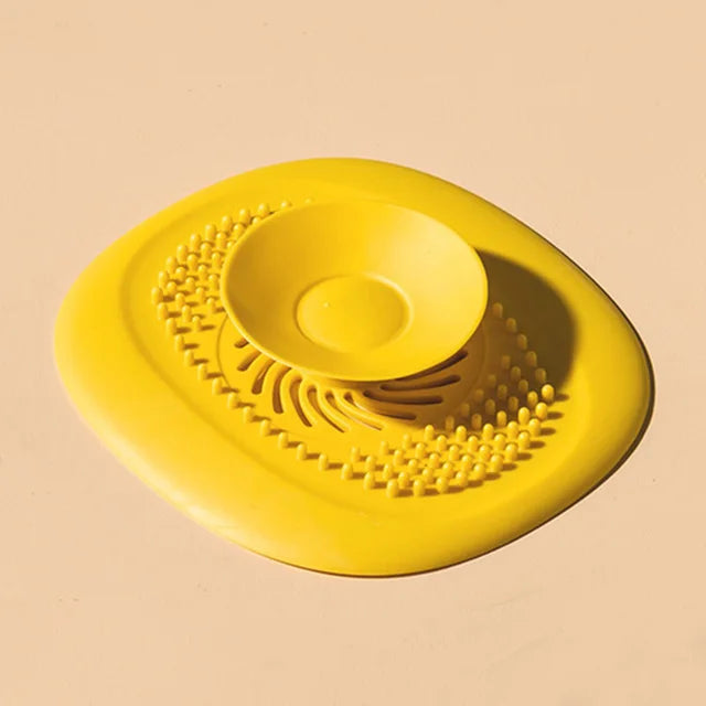 Hair-Catching Shower Drain Filter Prevents Clogged Drains (Yellow)