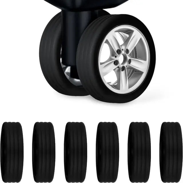 Silicone Luggage Wheel Protector Covers 8 Pieces for Suitcases or Office Chair (Black)