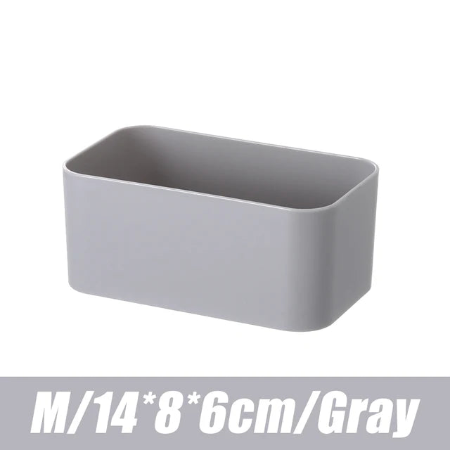 Wall Mount Storage Box Cosmetic Organizer, Remote Control Holder, Bathroom Shelf (Gray)