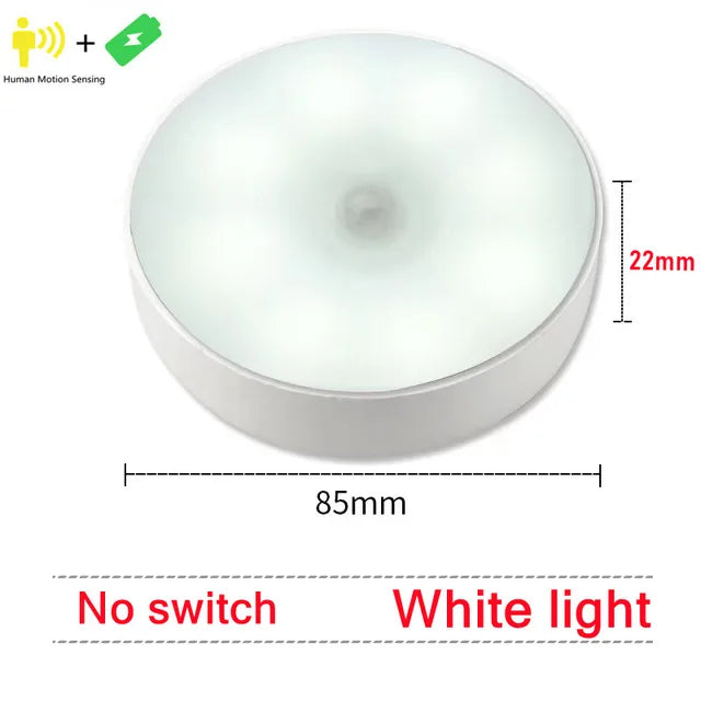 Motion Sensor Light, LED Night Light (USB Rechargeable) - Perfect for Bedroom, Hallway (No Switch - White)