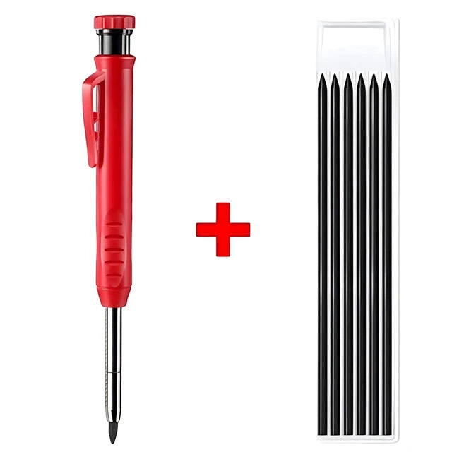 Refillable Carpenter Pencil, Woodworking Measurement Tool (Red + Black)