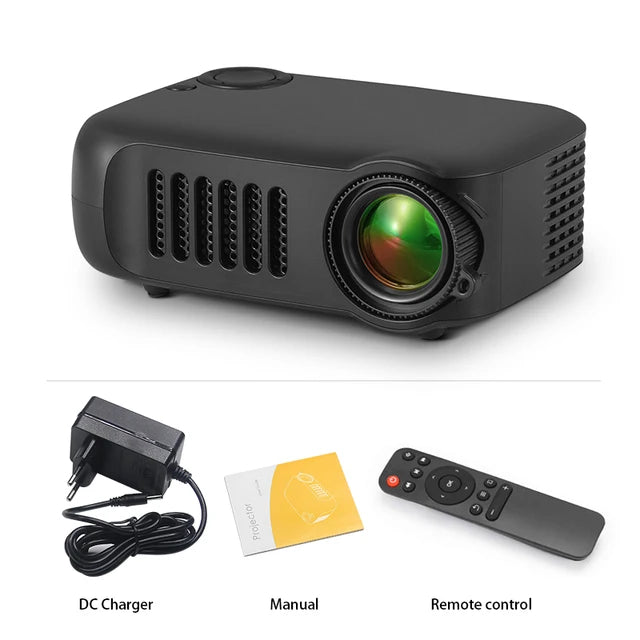 Portable Projector 1080P Full HD LED Projector for Home Theater, Black (EU Plug)