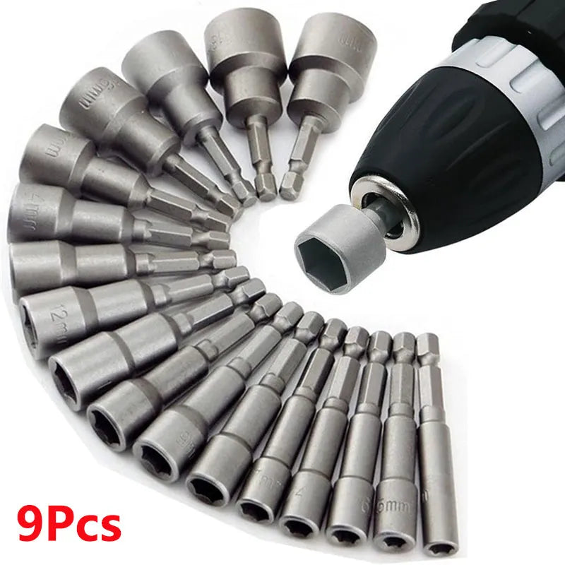 Hex Sockets Sleeve Nozzles 5mm-13mm Nut Driver Set Screwdriver Set Schroevendraaier Set Bits Sets 9PCS Tools Socket Wrenches