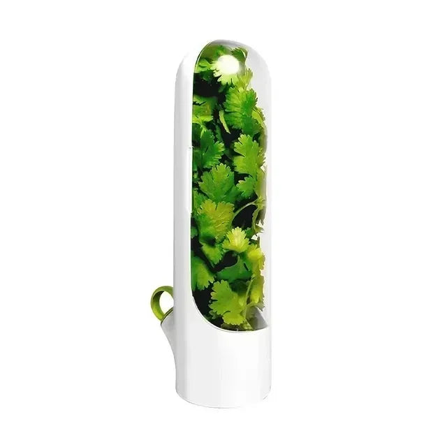 Refrigerator Herb Crisper Saver Pod Container - Keep Herbs Fresh (White)