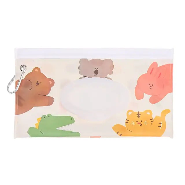 Baby Wet Wipe Pouch Portable Holder Case Flip Cover Snap-Strap Reusable Refillable