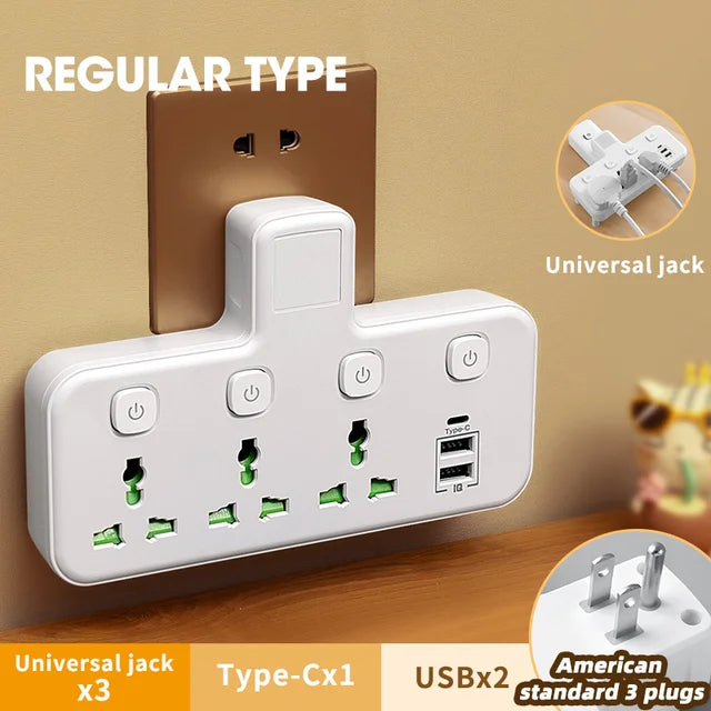 AC Outlet Power Strip Surge Protector US Plug (No Light)