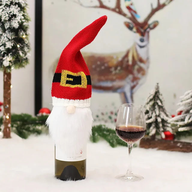 Christmas Santa Wine Bottle Cover for Holiday Decor