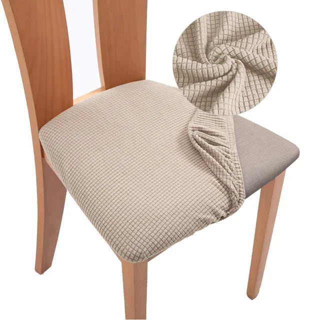 Soft Seat Cover for Dining Chairs 1 Pack, Elastic Chair Cover (Khaki)