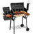 Portable Charcoal Grill with Offset Smoker, Side Table and Wheels, Black