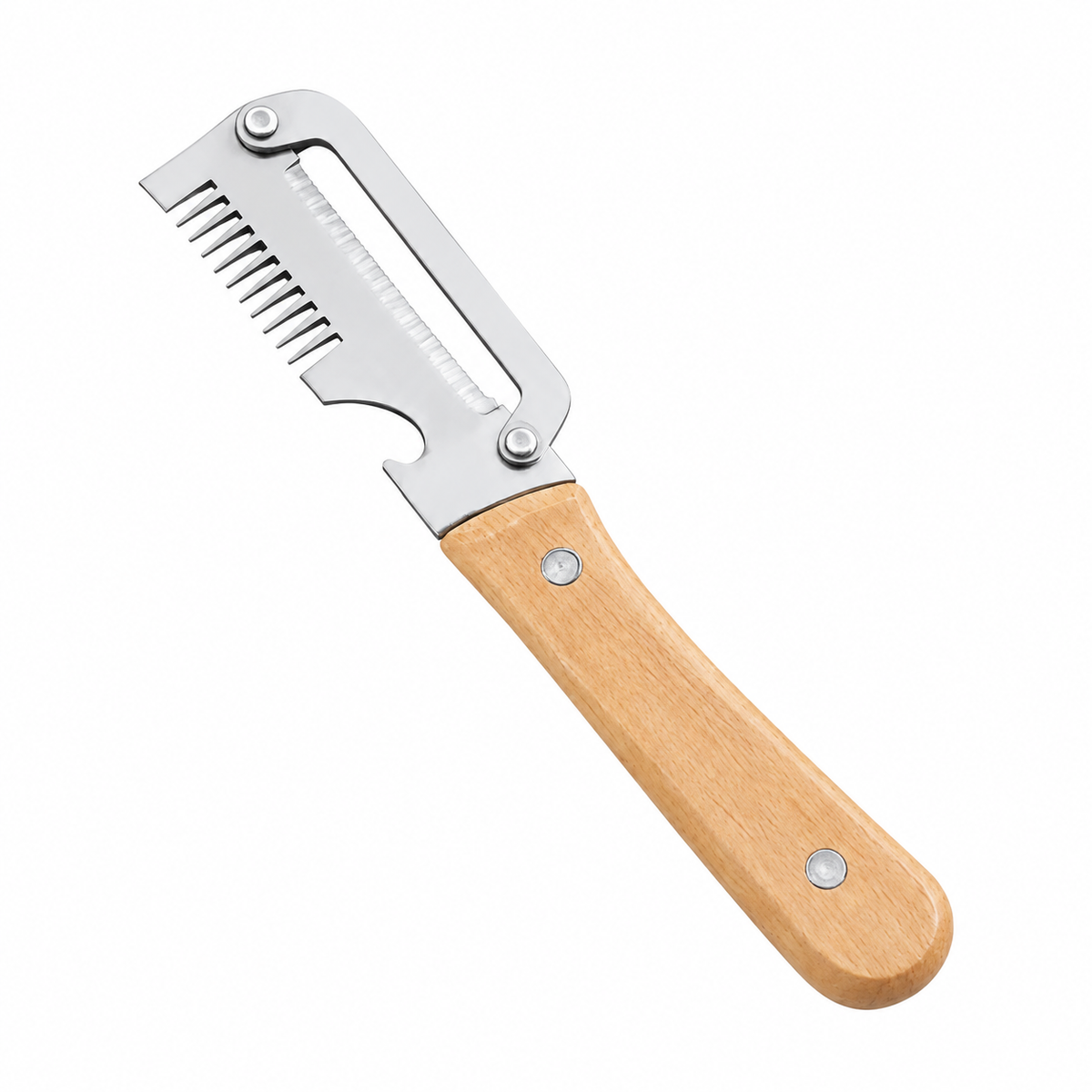 2-in-1 Stainless Steel Fruit and Vegetable Peeler with Ergonomic Wooden Handle, Paring Knife for Potatoes, Fruits, and Kitchen Food Preparation