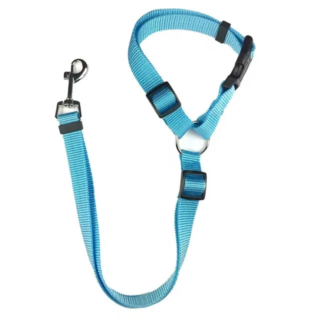 Adjustable Solid Color Pet Car Seat Belt Nylon Lead Leash (Sky Blue)