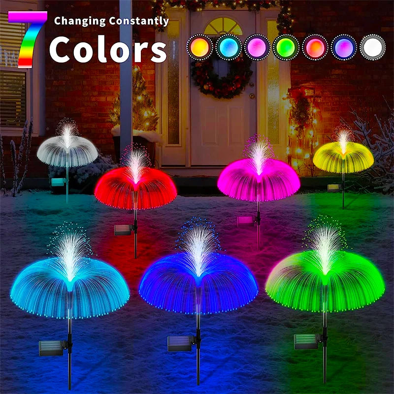 Solar LED Jellyfish Lights 2PCS Outdoor Garden Decor Lawn Light 7 Color Change Waterproof Patio Yard Pathway Decor Solar Flowers Lamp