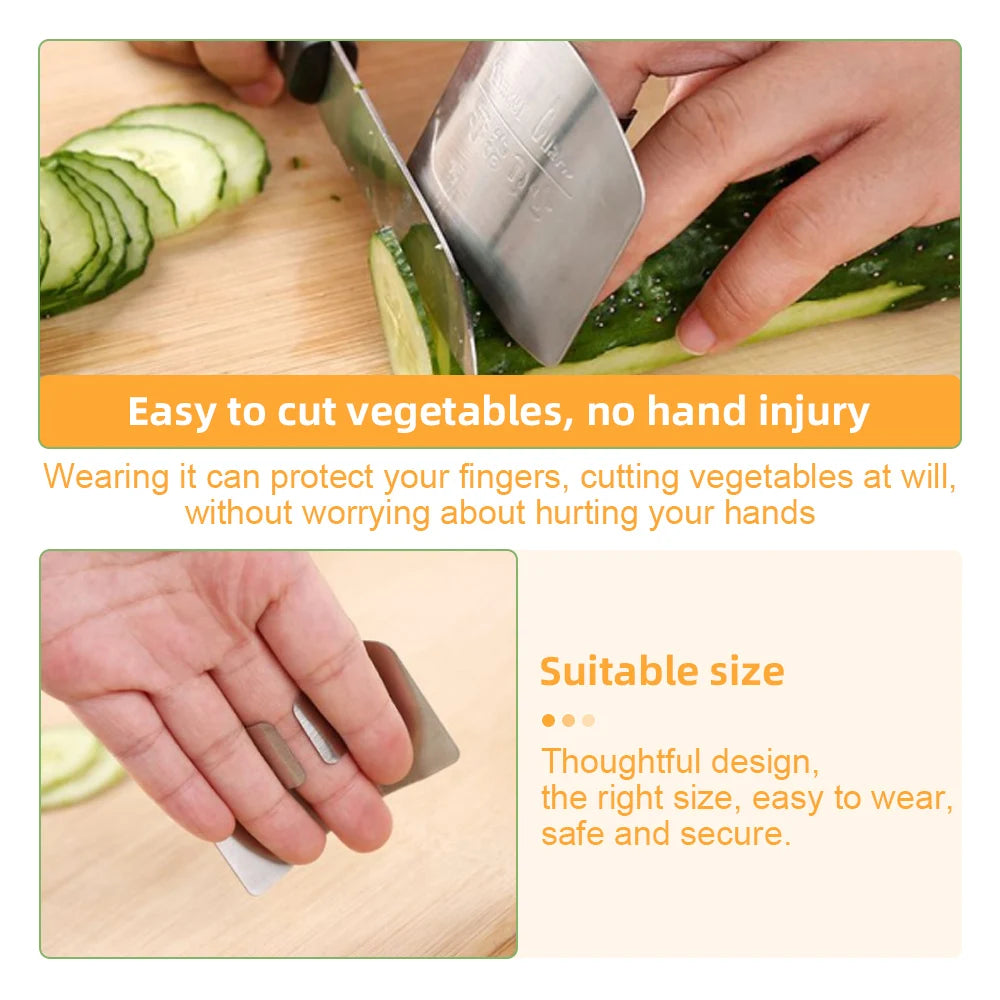 Finger Protector Anti-Cut Stainless Steel Finger Guard Safe Vegetable Cutting Hand Protector Kitchen Gadgets