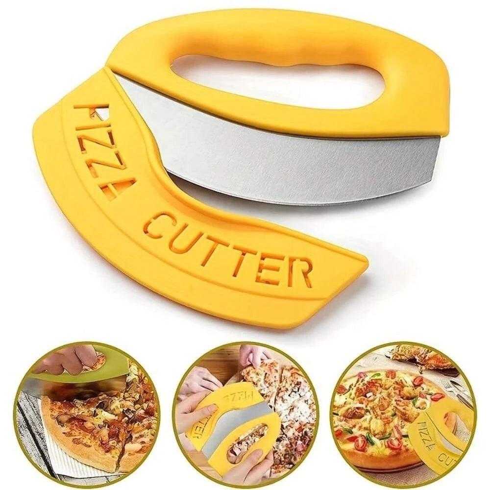 Multifunction Stainless Steel Pizza Cutter Food Chopper with Cover & Ring (