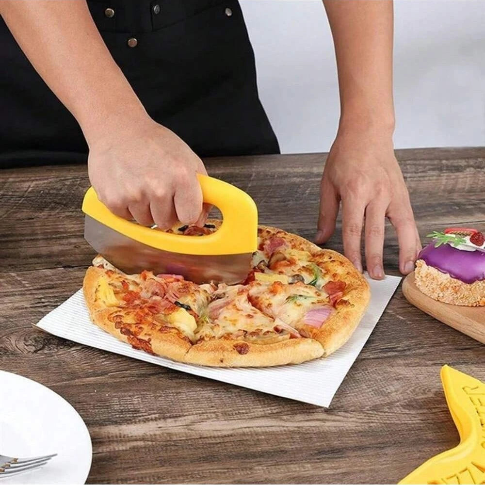 Multifunction Stainless Steel Pizza Cutter Food Chopper with Cover & Ring (