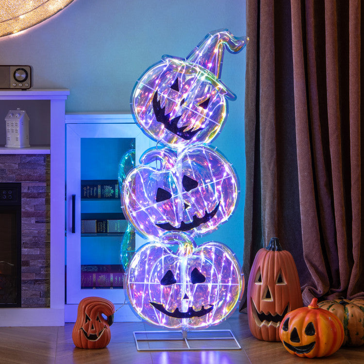 Light-Up Pumpkin with Base - 150 LEDs for Halloween Decor