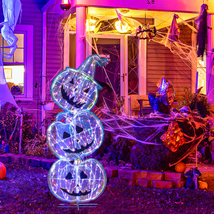 Light-Up Pumpkin with Base - 150 LEDs for Halloween Decor