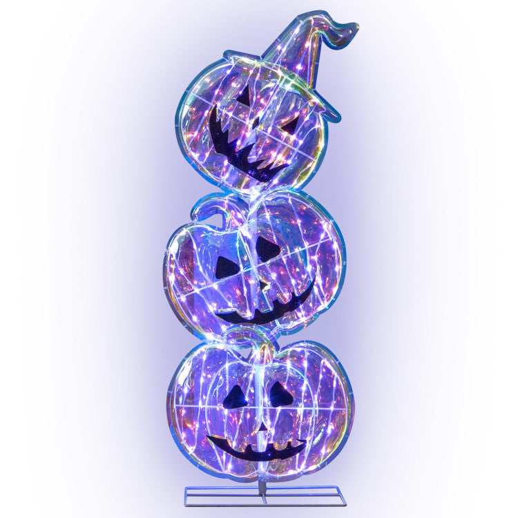 Light-Up Pumpkin with Base - 150 LEDs for Halloween Decor