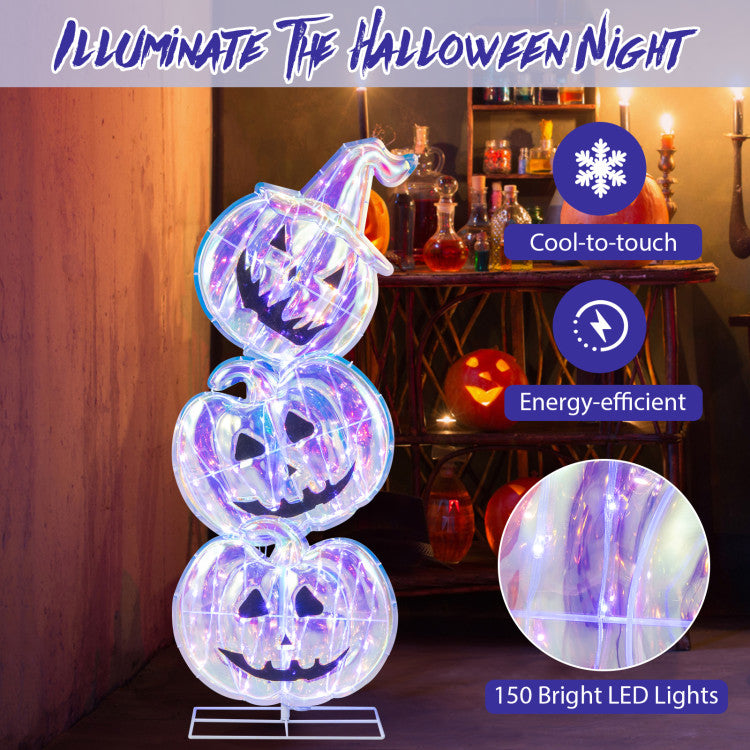 Light-Up Pumpkin with Base - 150 LEDs for Halloween Decor