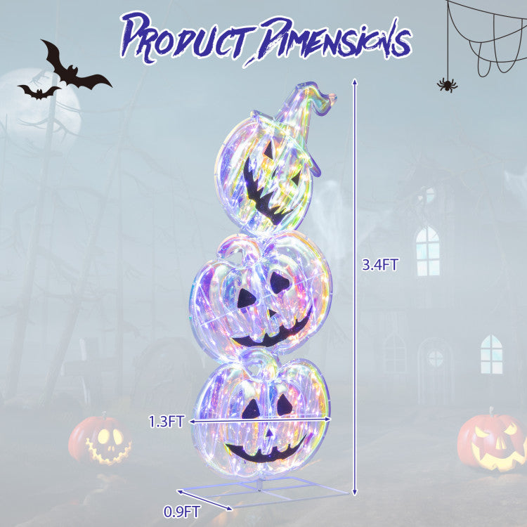 Light-Up Pumpkin with Base - 150 LEDs for Halloween Decor