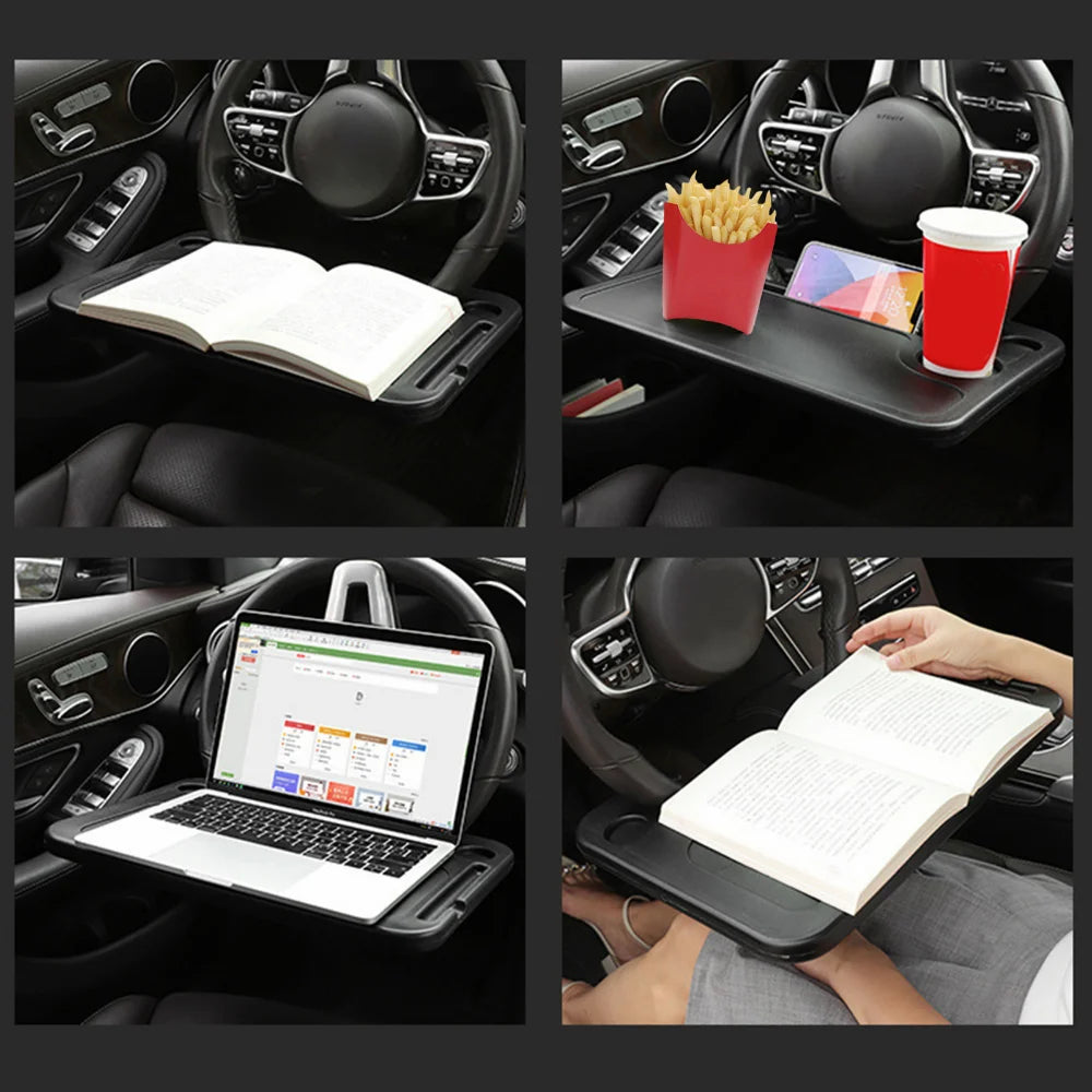 Car Accessories Multifunction Steering Wheel Desk Car Tray for Food, Drinks & Laptop (Black)