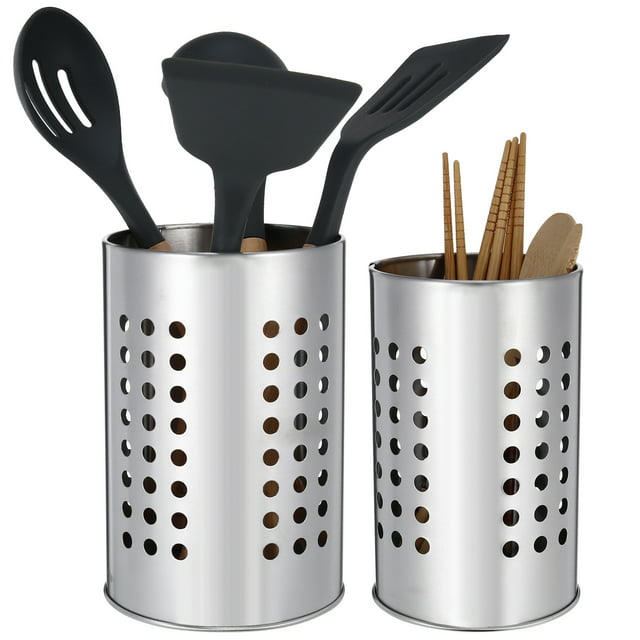 Cooking Utensil Holder 2 Pieces, Stainless Steel Cooking Utensil Organizer for All Kitchens