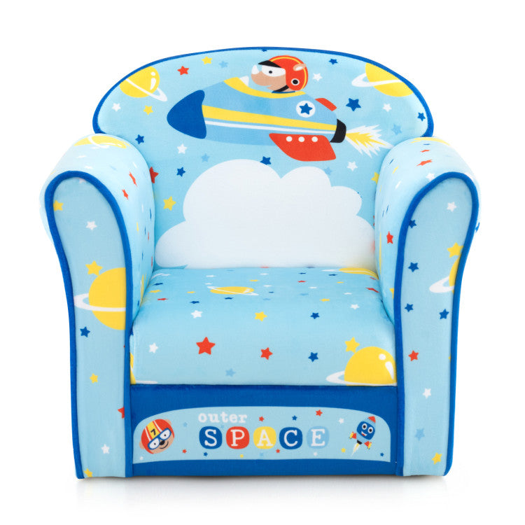 Kids Toddlers Sofa Chair Furniture with Velvet Fabric Cover High Density Sponge Filling