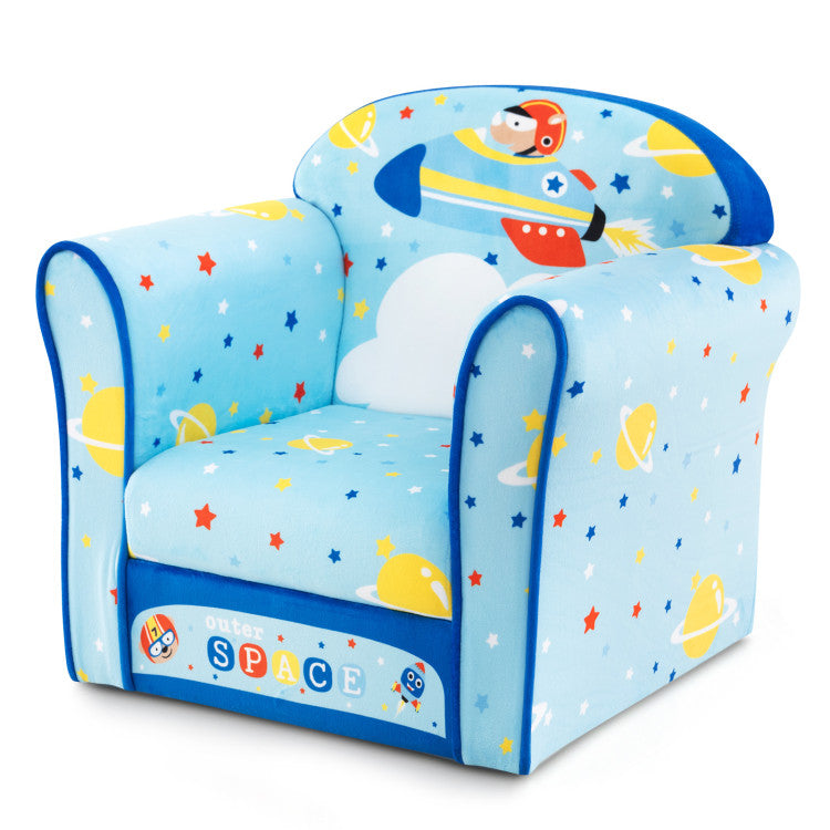 Kids Toddlers Sofa Chair Furniture with Velvet Fabric Cover High Density Sponge Filling