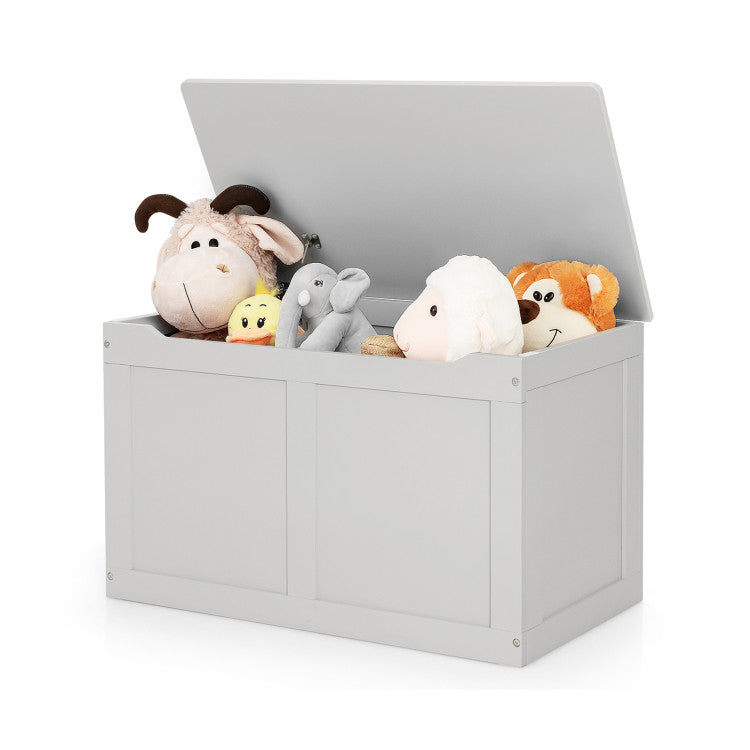 Wooden Organizer Chest with Safety Hinge for Toys (Gray)