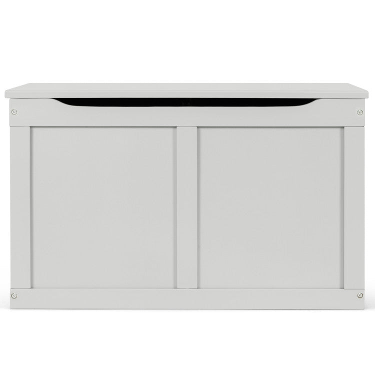 Wooden Organizer Chest with Safety Hinge for Toys (Gray)