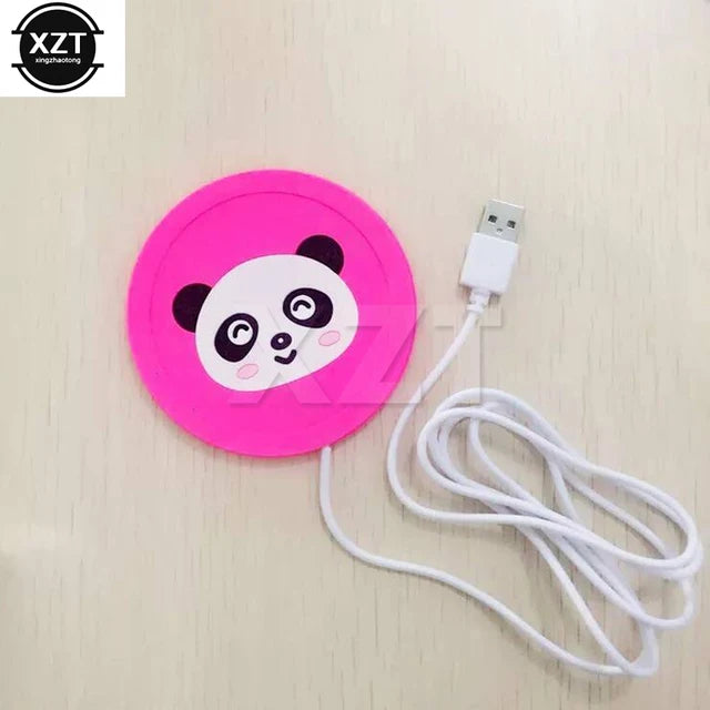 USB Warmer Gadget Cartoon Silicone thin Cup-Pad Coffee Tea Drink usb Heater Tray Mug Pad nice Gift, Pink