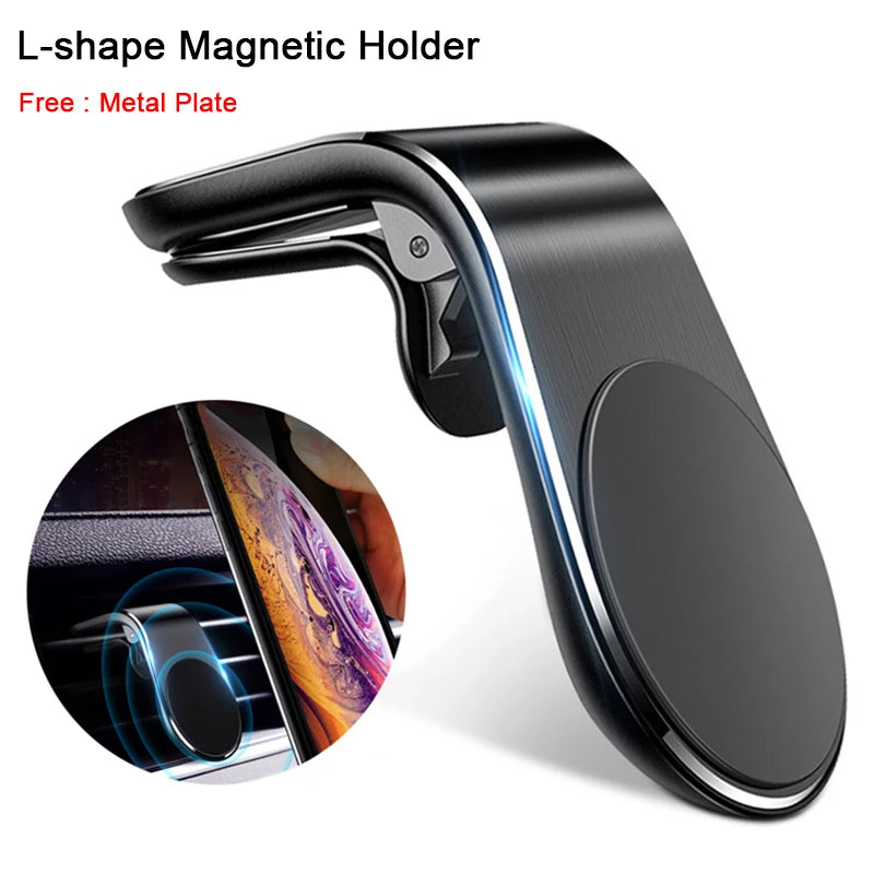 Universal Magnetic Car Phone Holder - Clip Mount (Strong Grip) Black