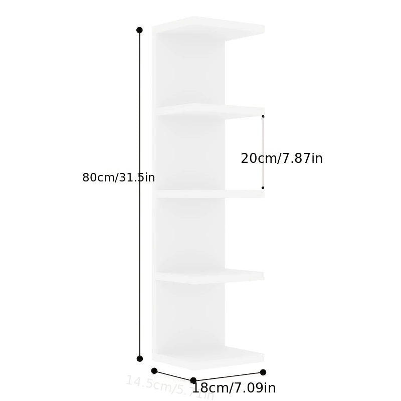 5-Tier Wall Mounted Storage Rack, 31.5-Inch Tall Floating Wall Shelf, Space-Saving Decorative Display Organizer for Bedroom, Living Room &amp; Home (White)
