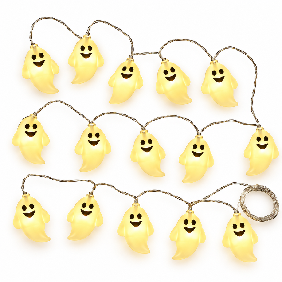 3M Halloween Ghost LED String Lights, 20 White LEDs, USB Powered Party Decor