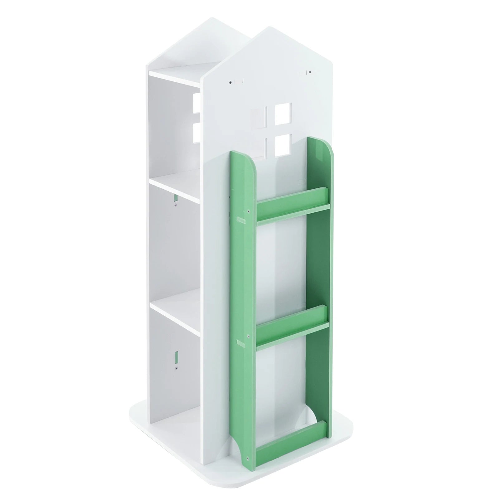 Rotating Bookcase 360° Corner Floor Book Shelf (Green)