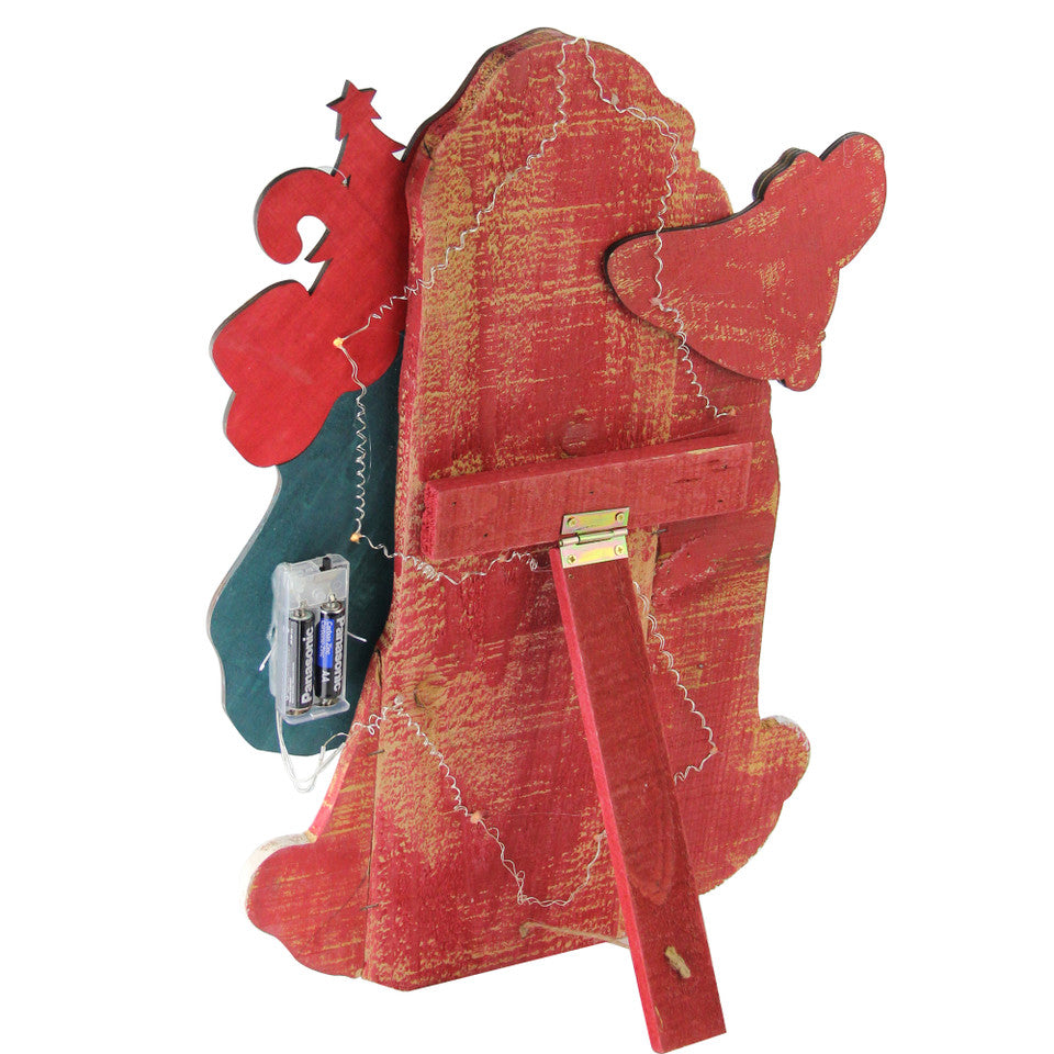 LED Lighted Santa Claus Christmas 19.5" Wooden Figure for Christmas Decoration