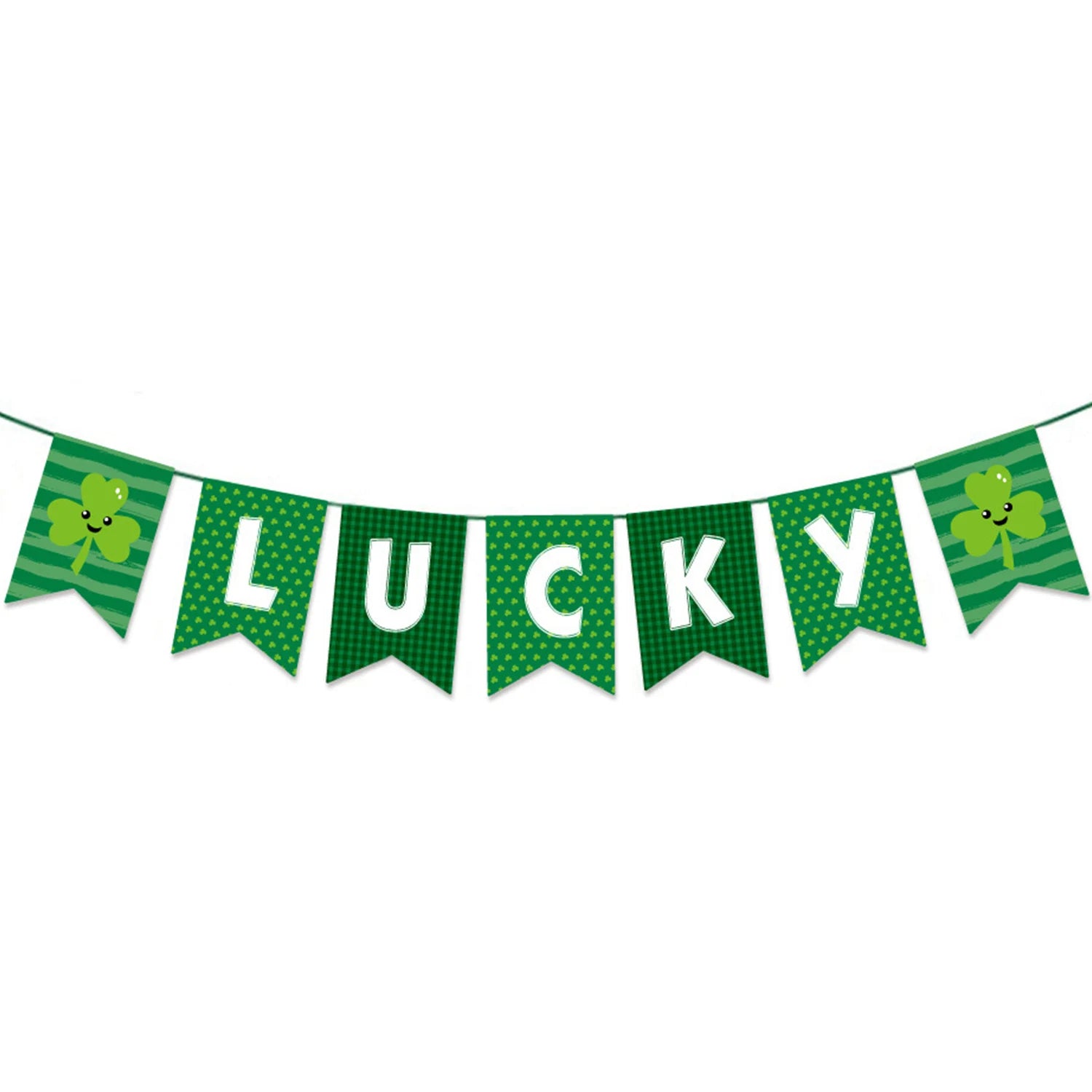 Lucky Irish Shamrock Clover Paper Banner Flag for St. Patrick’s Day Party