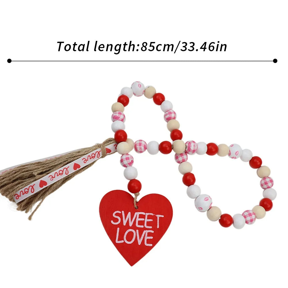 Sweet Love Wood Beads Garland for Valentine’s Day Decors