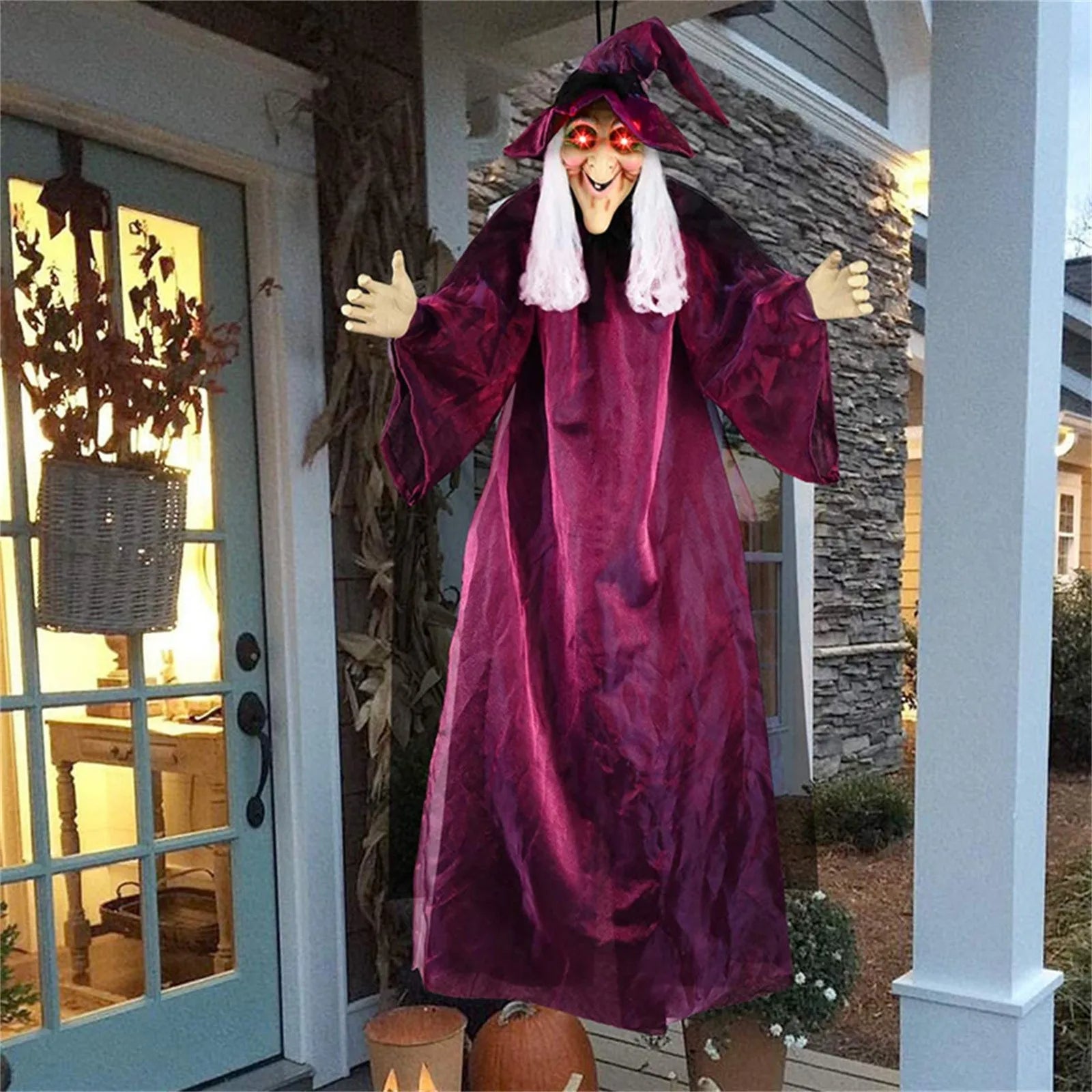 Animated Witch Ghost with Sound Halloween Haunted House Decoration